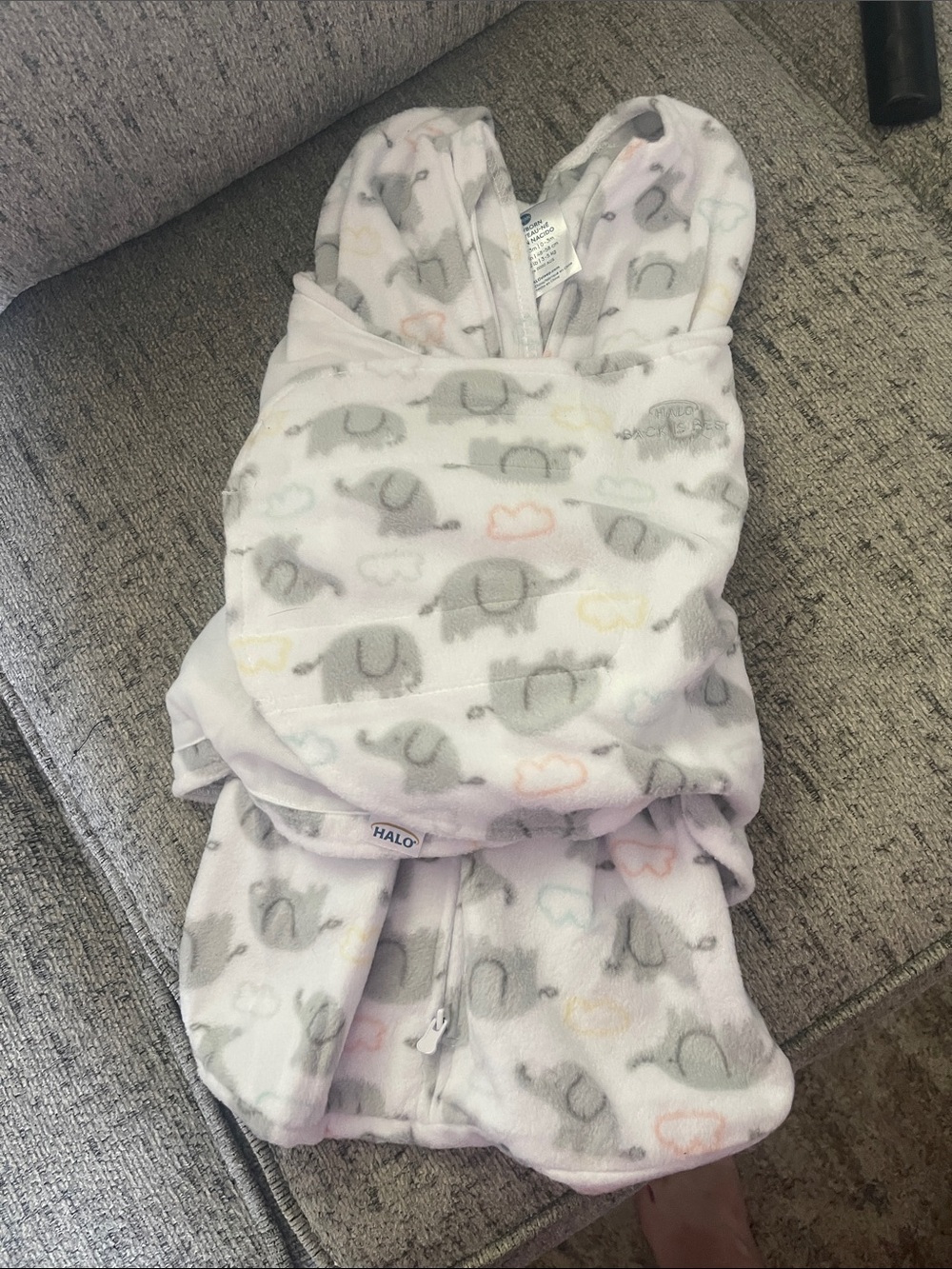 HALO Gray Elephant Print Sleep Sack